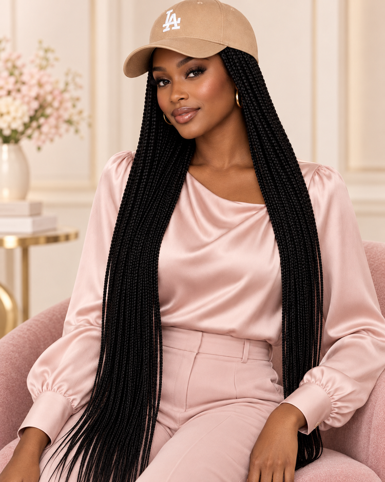 Product title/name: Crowned & Braided™ Sandstone Waist-Length Braid Hat