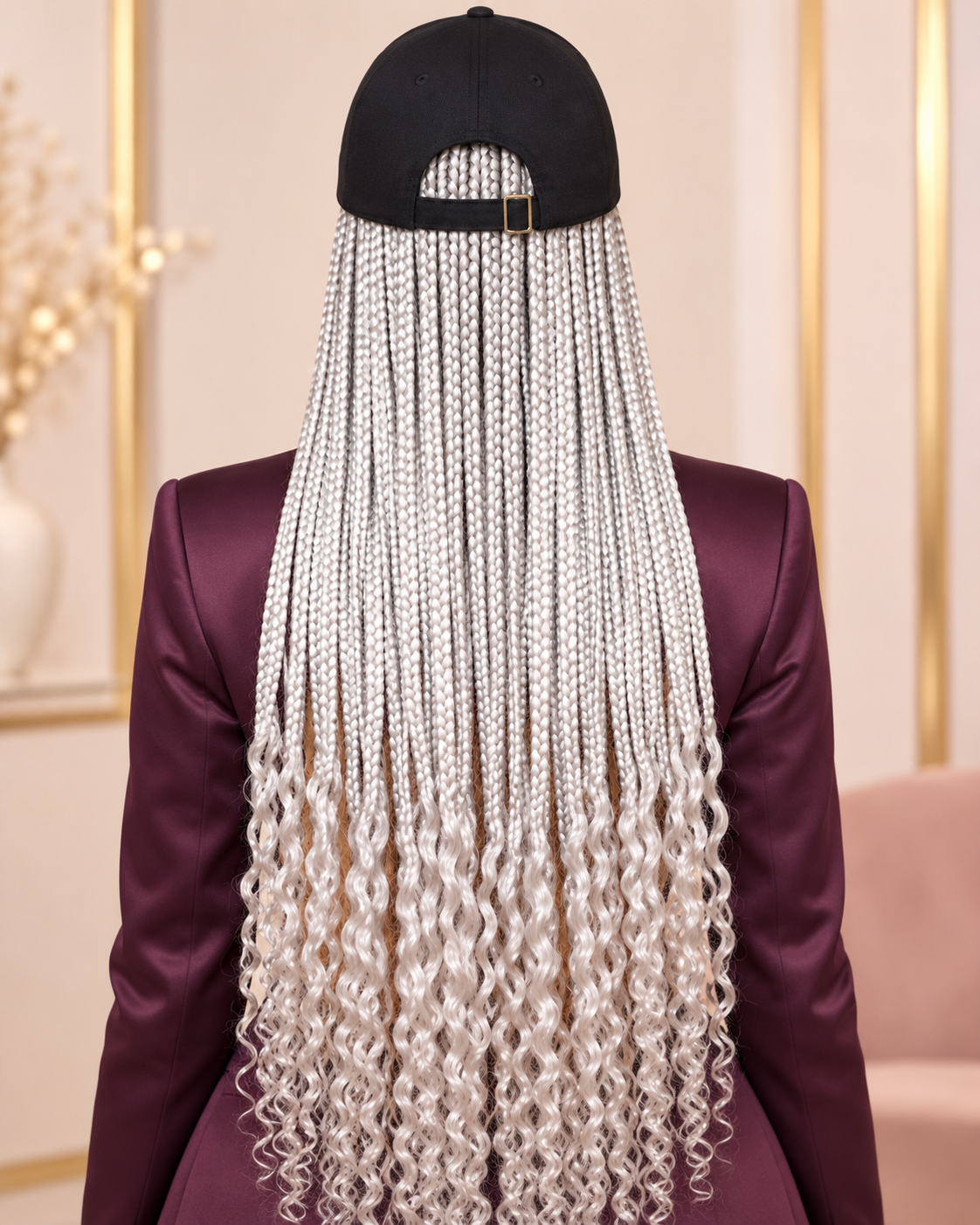 Crowned & Braided™ Platinum Pearl Curly Braid Hat