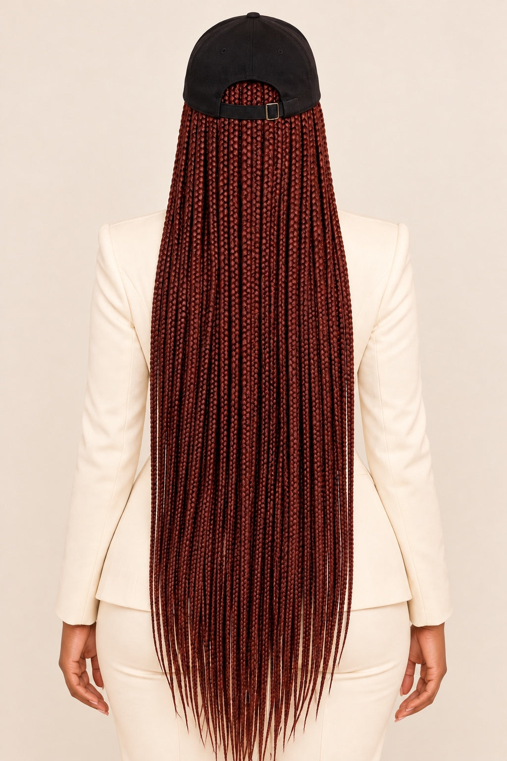 Crowned & Braided™ Auburn Glam Braid Hat — back view